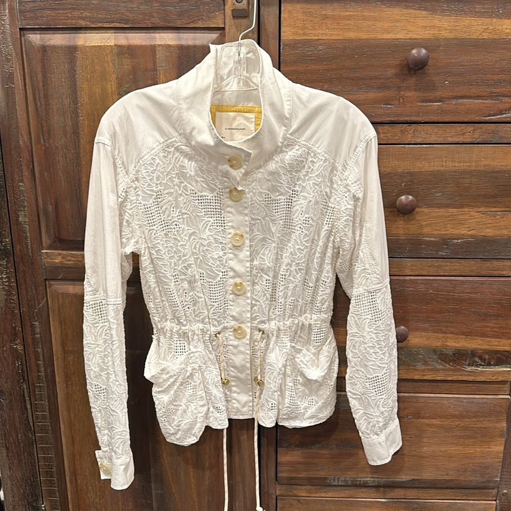 Anthropology Lace White Jacket